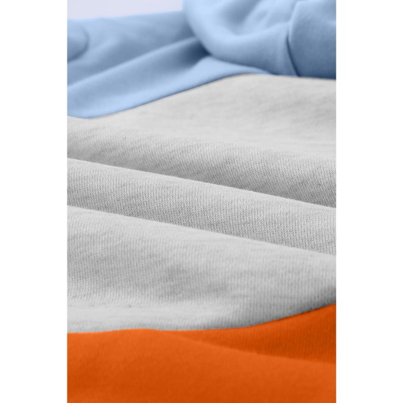 ORANGE GRAY BLUE COWL NECK SLOPING POCKETED DRAWSTRING HOODIE SIZE XL (16-18) - Picture 8 of 11